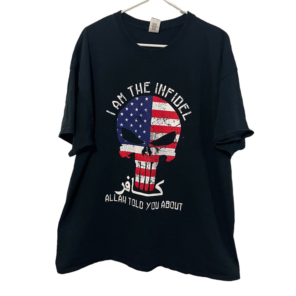 Gildan Shirt Men 2XL Black‎ Heavy Cotton Retro Short Sleeve Crew Neck Colorful